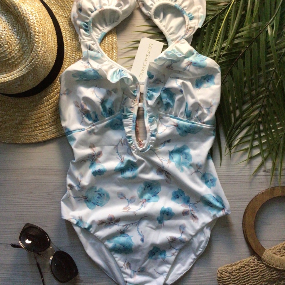 LoveShackFancy Floral Ruffle One Piece Swimsuit - Picture 4 of 16